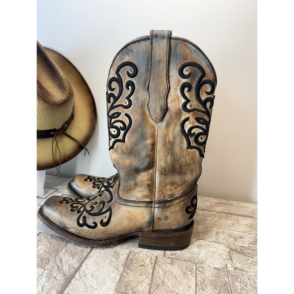 CORRAL Women's Boots Sz 8 1/2M Bronze Turquoise Overlay Snip Toe Cowgirl Western - Picture 7 of 16